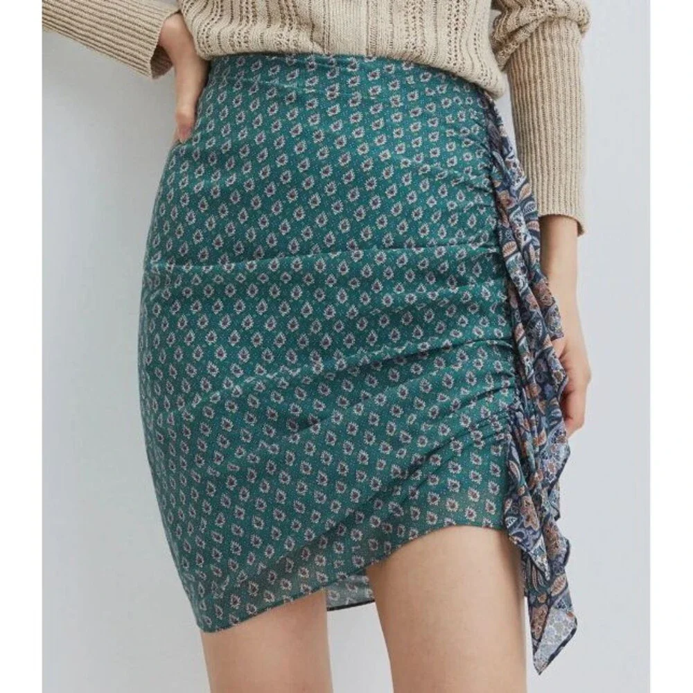 VERONICA BEARD WOMEN'S SPENCER SKIRT 100% SILK GEORGETTE WITH RUFFLED SIZE 12 - Picture 2 of 8